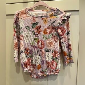 Posh Peanut Floral Ruffle Blouse - Pink and Purple